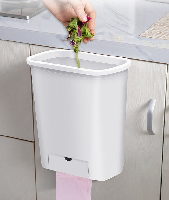 Wall-Mounted Kitchen Trash Bin with Storage Shelf