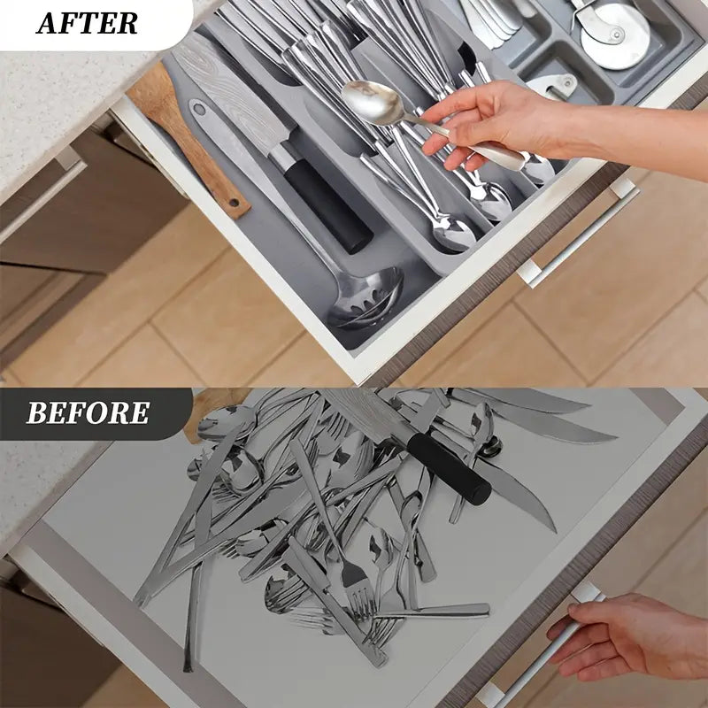 Expandable Kitchen Drawer Silverware Organizer
