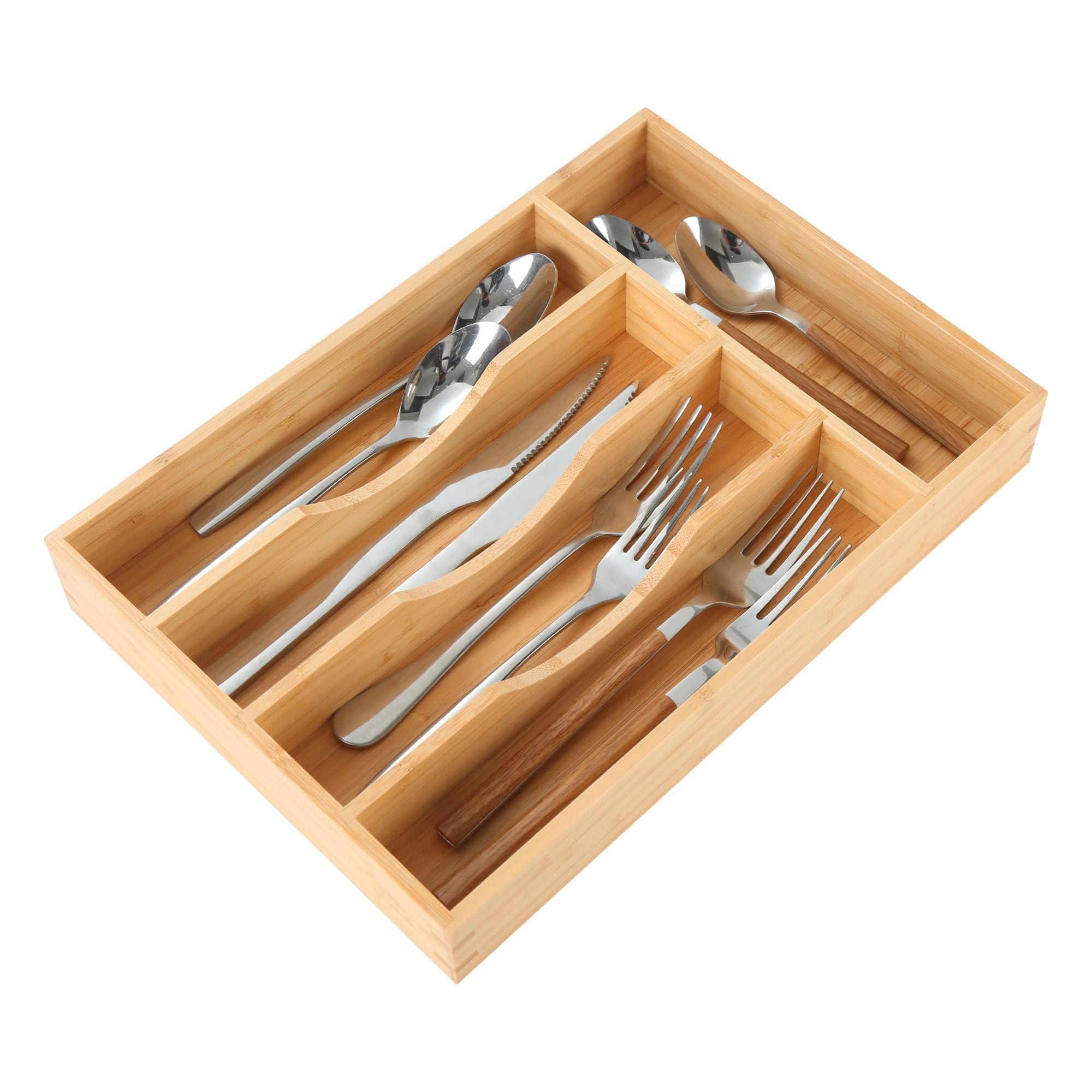 5-Slot Bamboo Cutlery Drawer Organizer