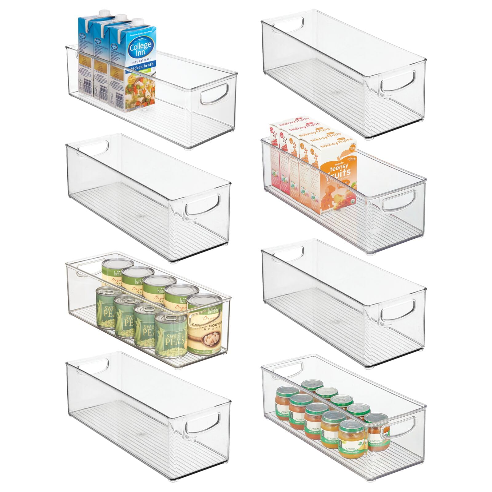 Stackable Clear Kitchen Storage Bins with Handles, 8-Pack