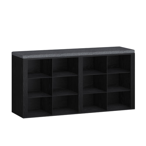 12-Cubby Shoe Storage Bench with Cushion