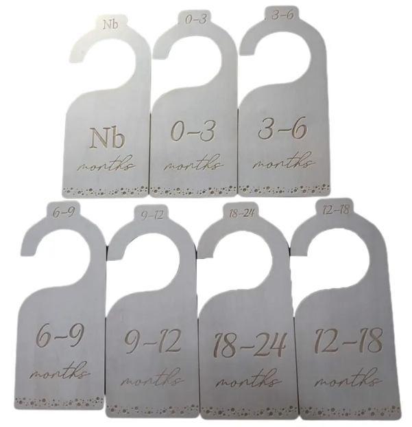 Baby Closet Size Dividers, 7-Piece Wood Set