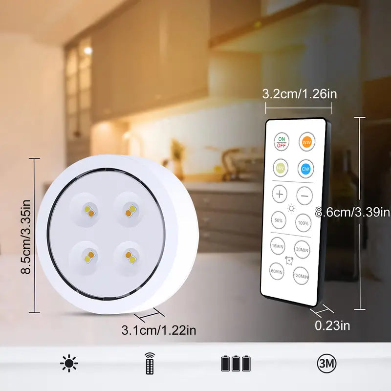 Battery-Powered Dimmable Puck Lights with Remote