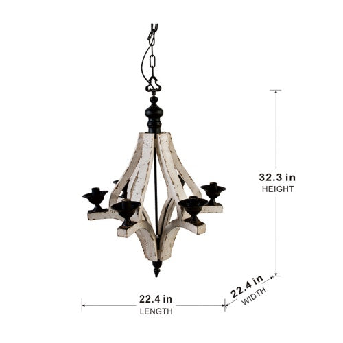 6-Light Wood and Iron Chandelier