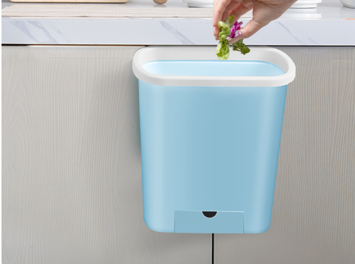 Wall-Mounted Kitchen Trash Bin with Storage Shelf