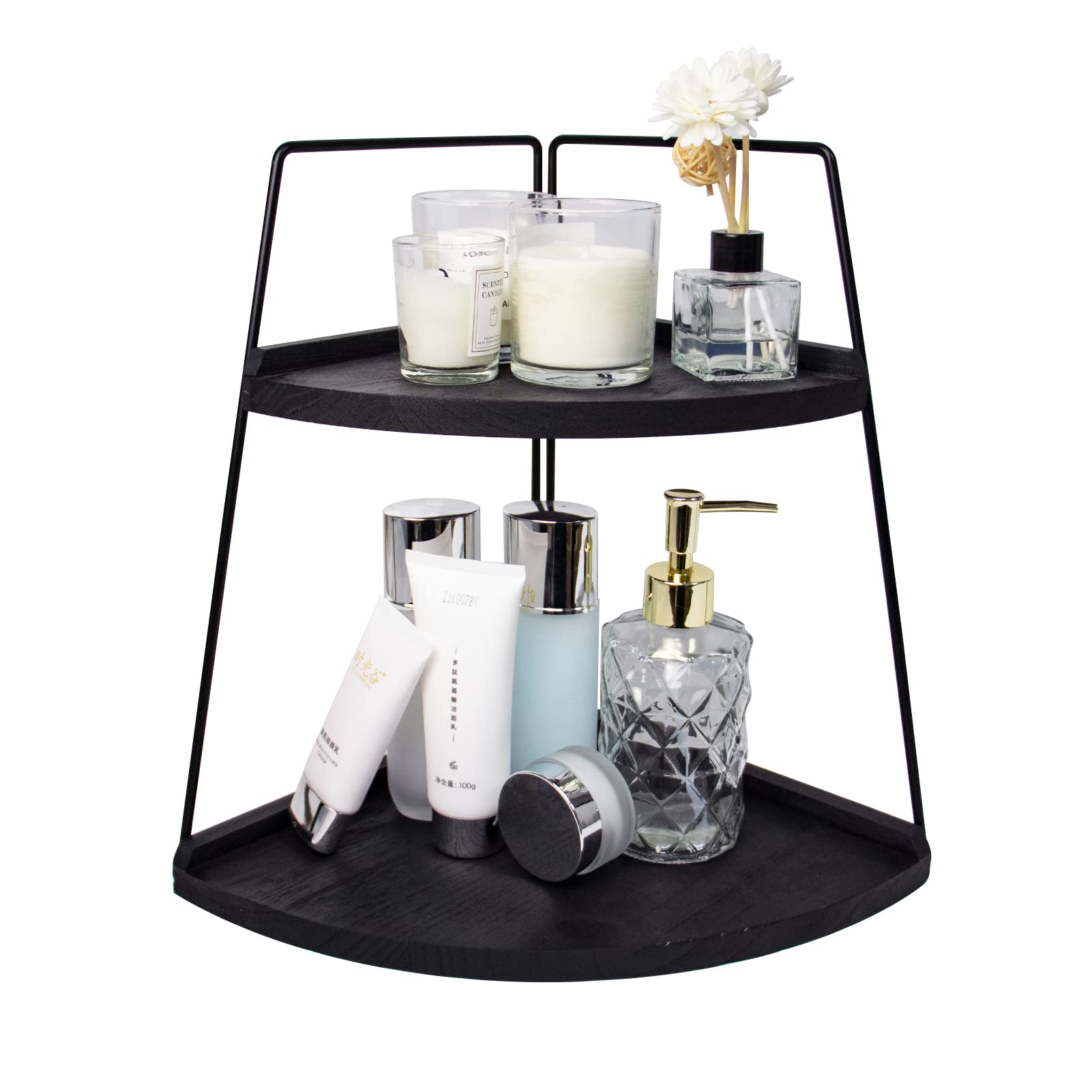 2-Tier Wood Bathroom Countertop Organizer