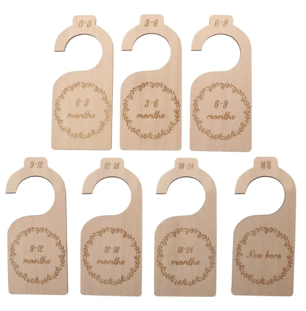 Baby Closet Size Dividers, 7-Piece Wood Set