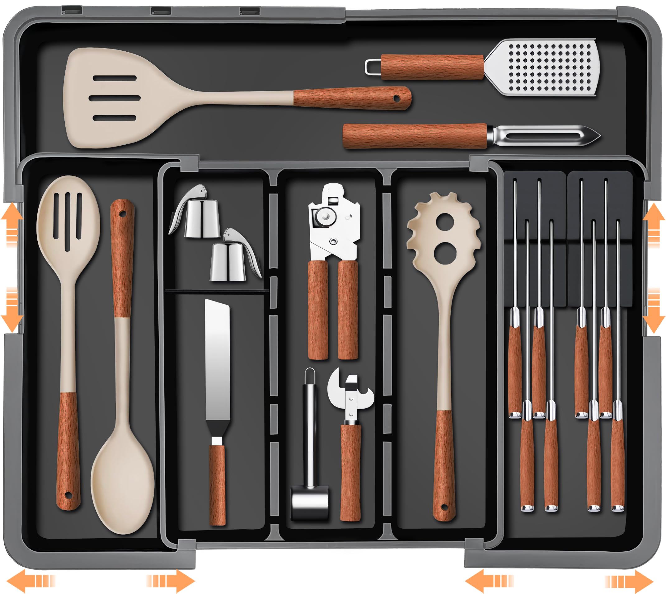 Expandable Utensil Drawer Organizer with Knife Blocks