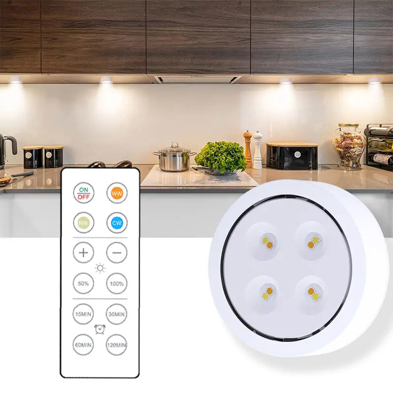 Battery-Powered Dimmable Puck Lights with Remote