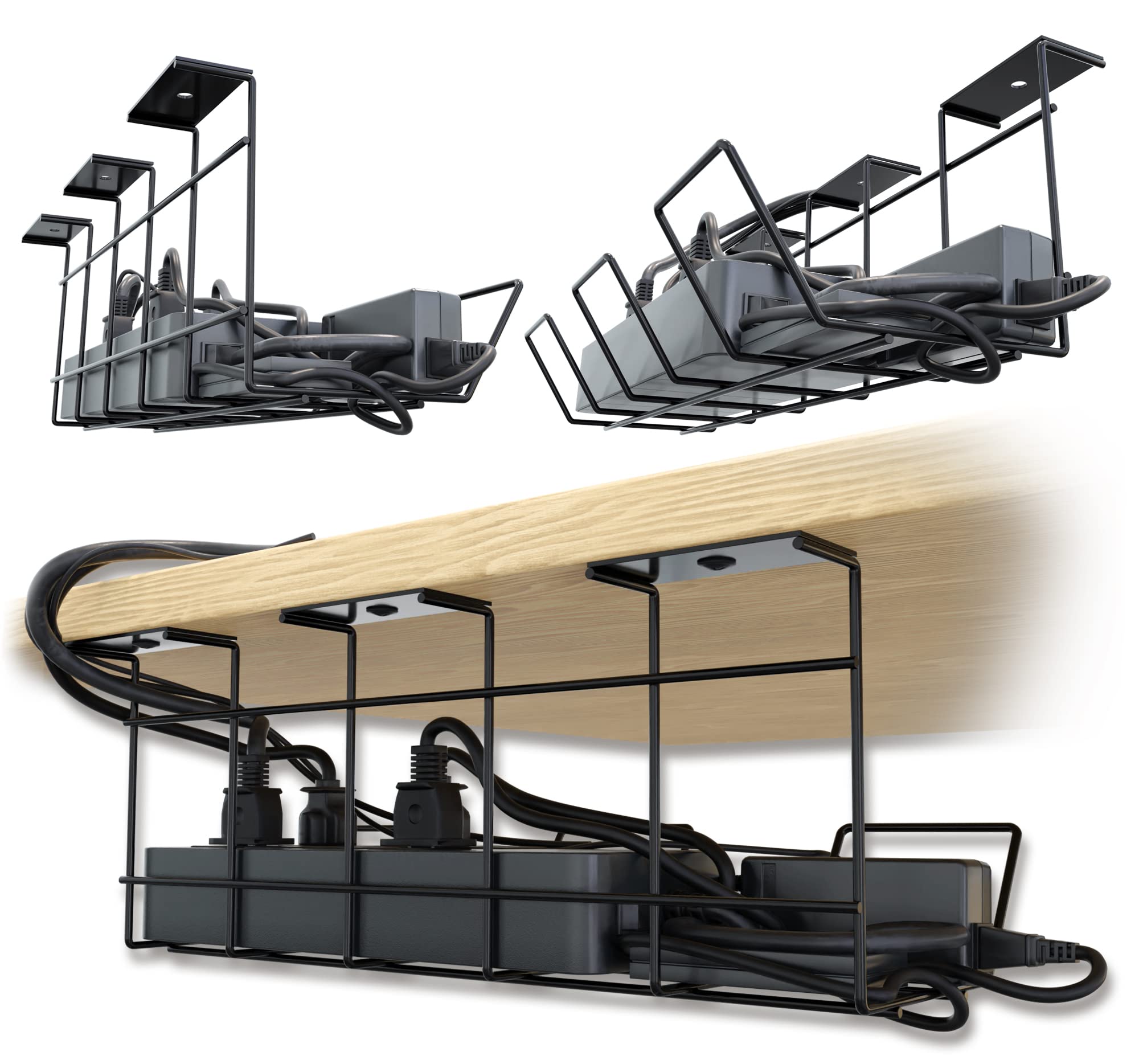 Under-Desk Cable Trays, 12-Inch Set of 2