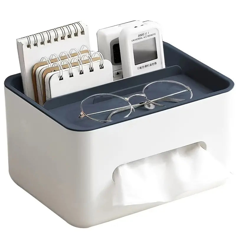 Tissue Box and Desk Organizer with Compartments