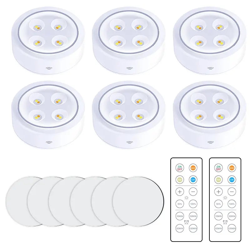 Battery-Powered Dimmable Puck Lights with Remote