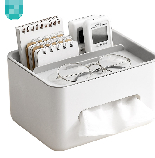 Tissue Box and Desk Organizer with Compartments