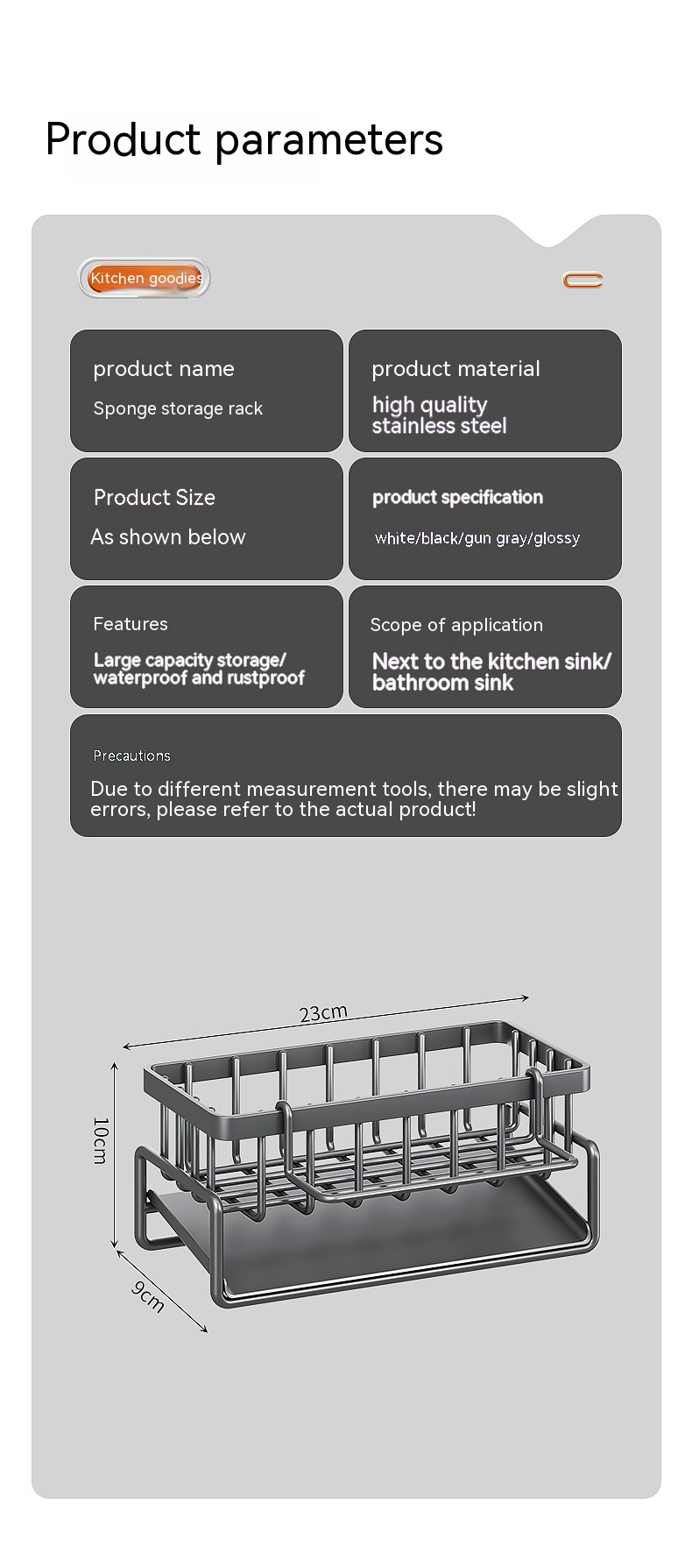 Kitchen Sink Organizer with Drain Rack