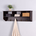 Wall-Mounted Coat Rack with Shelf and 4 Dual Hooks