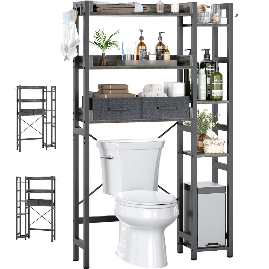 7-Tier Over-the-Toilet Storage Rack with 2 Drawers
