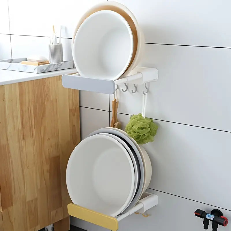 Retractable Wall-Mounted Organizer with Hooks