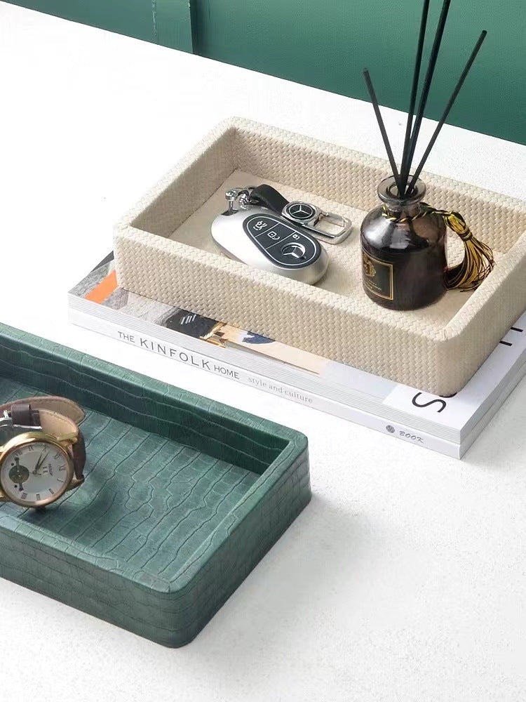 Leather and Wood Key Organizer Tray