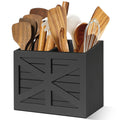 2-Compartment Wood Kitchen Utensil Holder