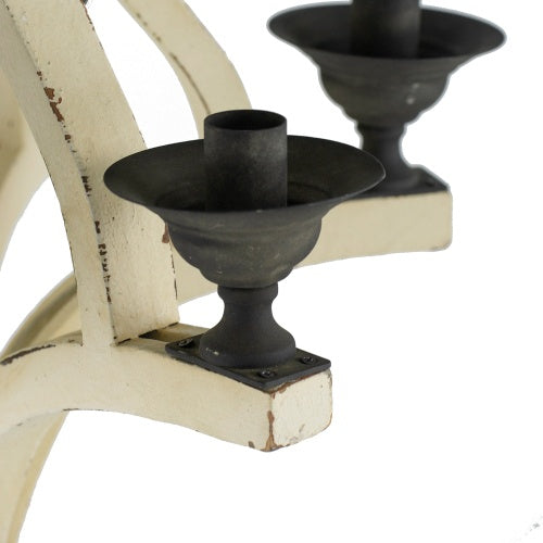 6-Light Wood and Iron Chandelier