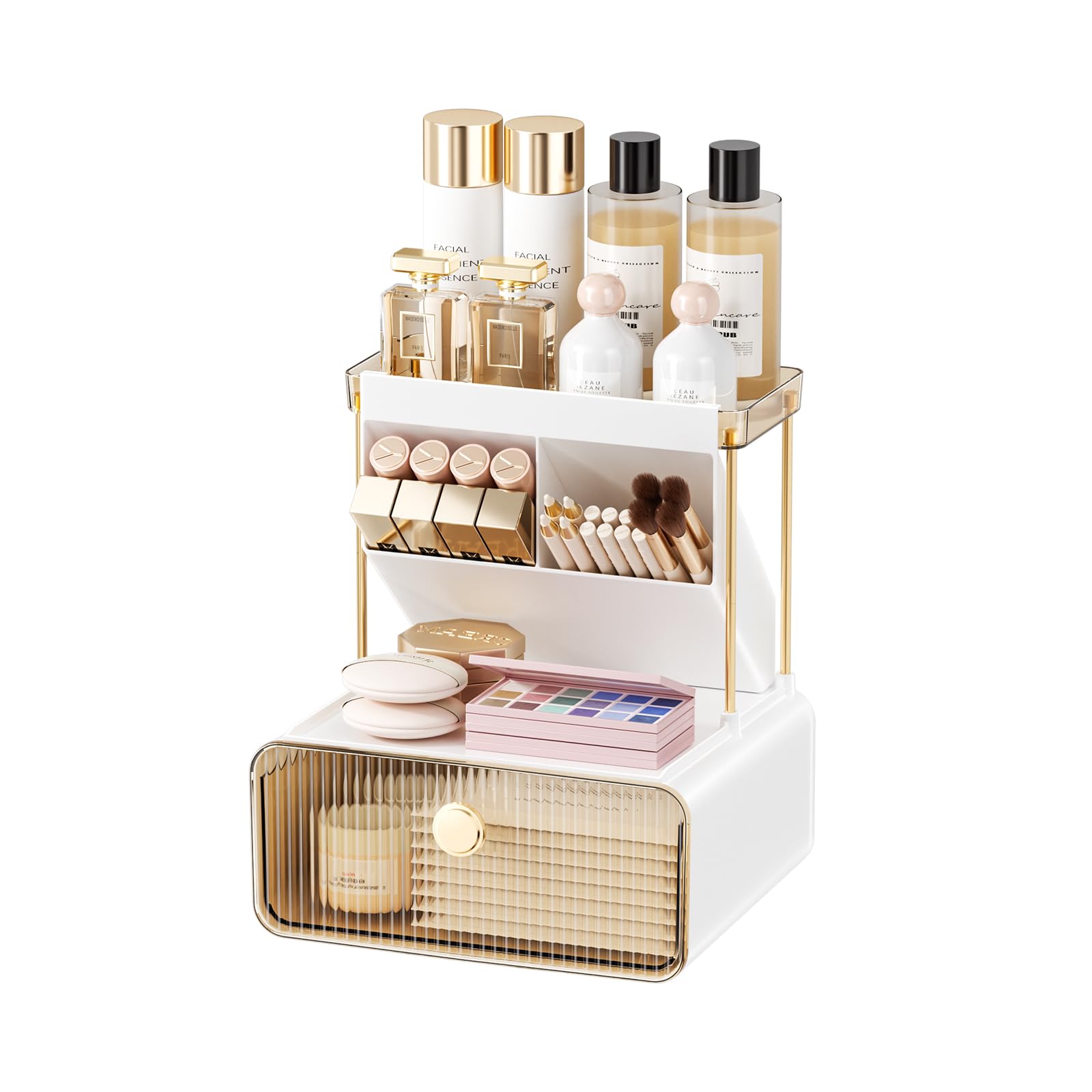 Makeup Organizer with Drawer and Brush Holders