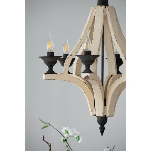 6-Light Wood and Iron Chandelier