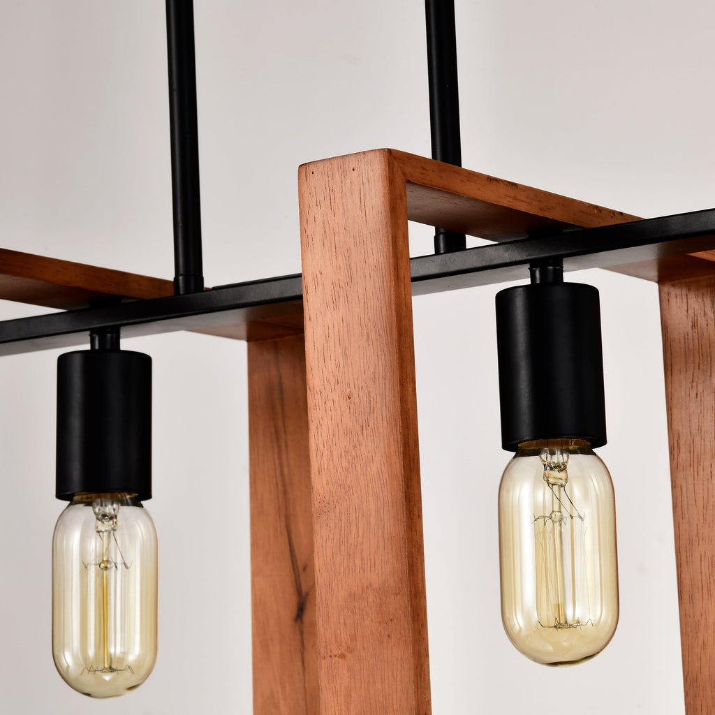 4-Light Wood and Metal Island Chandelier