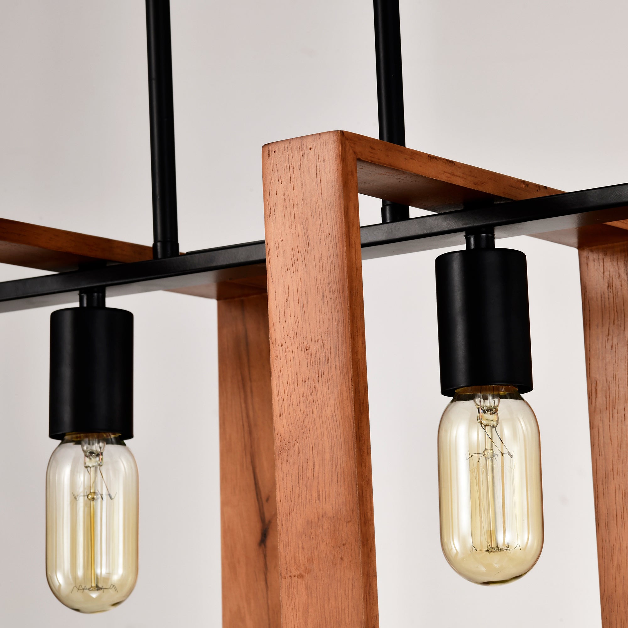 4-Light Wood and Metal Island Chandelier