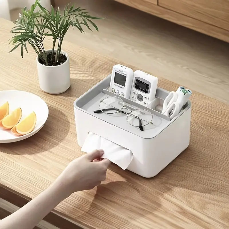 Tissue Box and Desk Organizer with Compartments