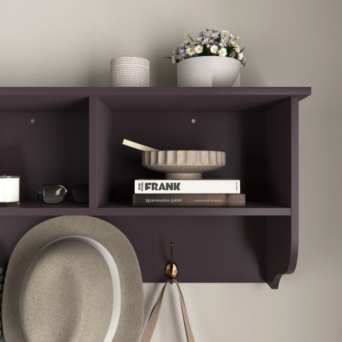 Wall-Mounted Coat Rack with Shelf and 4 Dual Hooks