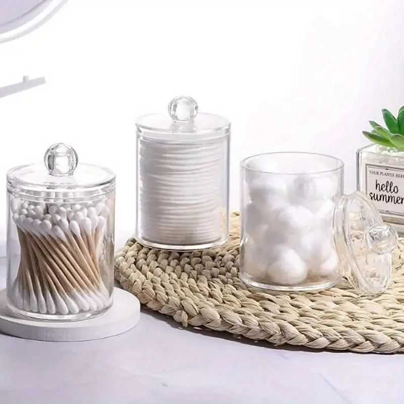Clear Plastic Bathroom Storage Jar Set
