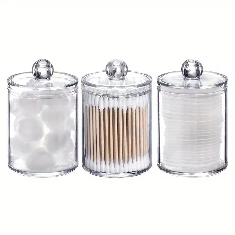 Clear Plastic Bathroom Storage Jar Set