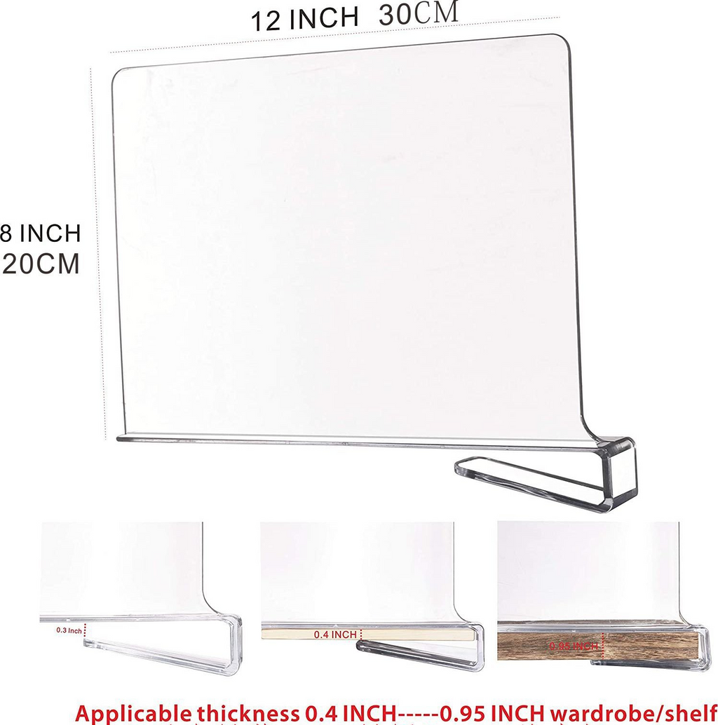 Closet Shelf Dividers, Acrylic and Wood